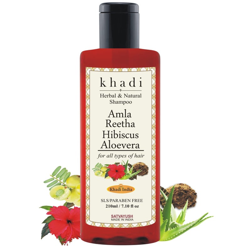 Satvayush Khadi Amla Reetha Hibiscus Aloevera Shampoo for Anti-hair Fall, Dryness Care, Anti-dandruff SLS-Paraben free Natural & Herbal - 210 ml - Image 5