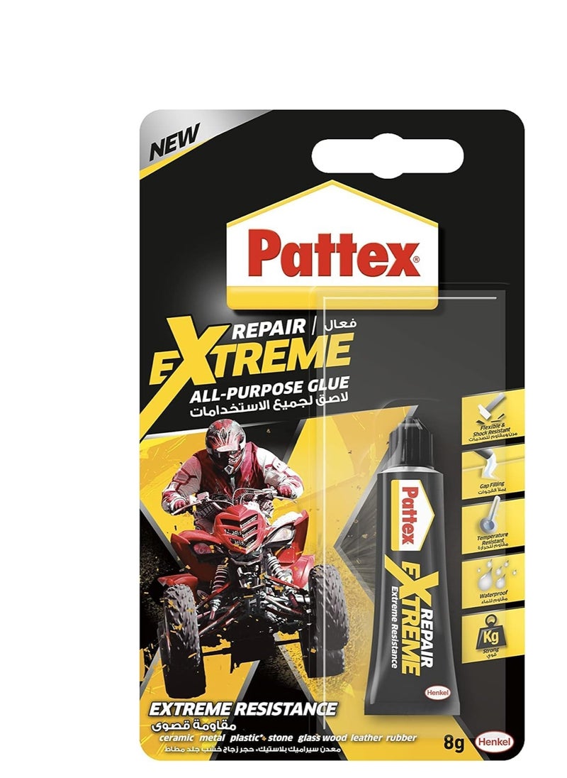 Pattex - Pattex Repair Extreme Gel | All Purpose Clear Adhesive with Extreme Resistance | Flexible, Shock Resistant & Waterproof | Compatible with Metal, Ceramic, Rubber, Leather, Wood & More | 8g (Pack of 3) - Image 1