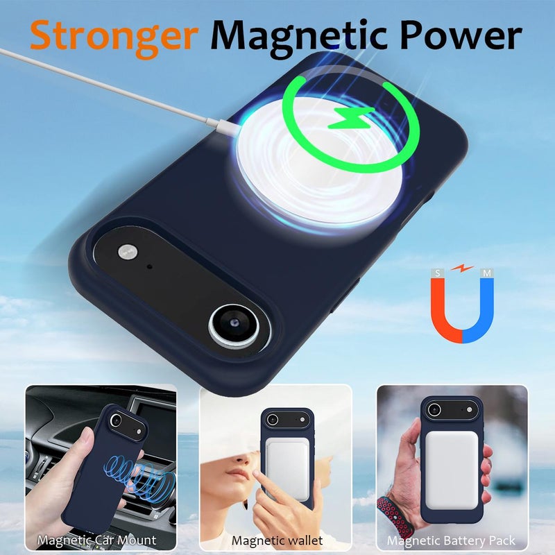 erorex For iPhone Air Shockproof Silicone Magsafe Phone Case(Navy Blue) - Image 3