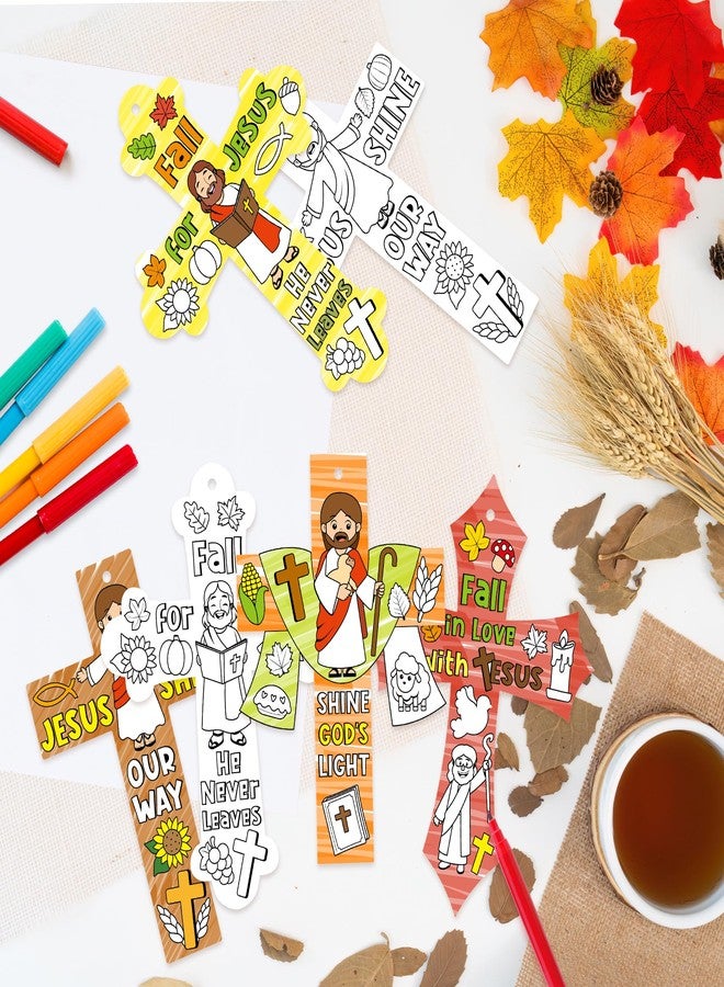 CY2SIDE 80PCS Color Your Own Fall Jesus Cross Make Your Own Christian Thankful Cross Magic Art Making Kit for Bible School DIY Fall in Love with Jesus Religious School Crafts for Kids Home Activities - Image 5