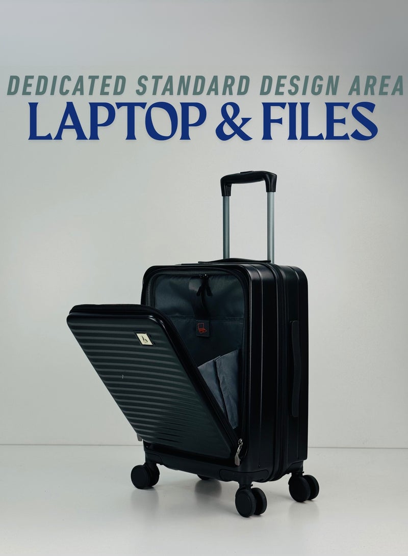 SAW & SEE STYLISH PP + PC FRONT OPEN LIGHT WEIGHT LUGGAGE BAG SET OF 3 PIECES DEDICATED LAPTOP KEEPING AREA, ANTI THEFT ZIPPER, 360 DEGREE ROTATING WHEELS AND TSA APPROVED LOCK HARD SHELL SUITCASE SET- 20"/24"/28" (12 KG-23 KG-35KG) - BLACK - Image 3