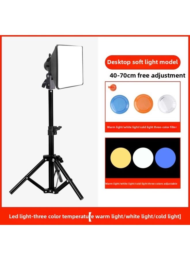 Generic - LED Photography Light White Warm Light Taobao Small Still Life Studio Soft Light Light Fill Light Small Spotlight Table Lamp-Light Source Color:LED Lamp-three Color Temperature [warm Light/white Light/cold Light] Desktop Bracket [40-70cm] Soft Light Cover - Image 1