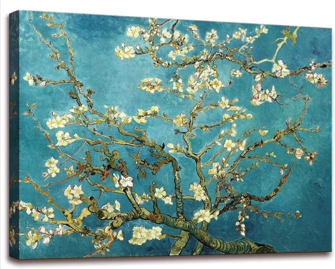 ALMOND BLOSSOM BY VINCENT VAN GOGH CANVAS WALL ART LARGE MODERN FLORAL PAINTING PRINT DECOR FAMOUS FLOWERS ARTWORK PICTURES FOR BEDROOM LIVING ROOM HOME DECORATION 24X36
