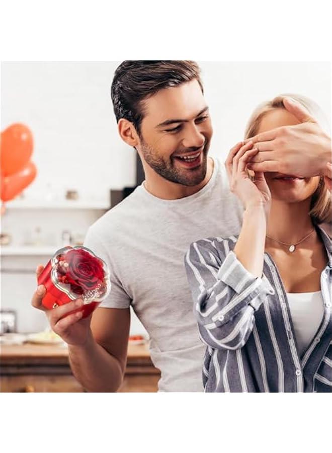 جيليز قلادة صندوق وردة حقيقية حمراء محفوظة هدايا للنساء، هدايا زهور خالدة للنساء، هدايا ل وعيد الحب وعيد الشكر وعيد الأم والذكرى السنوية الرومانسية لشخصك الأكثر قيمة - Image 3