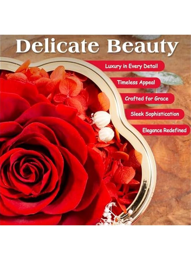 جيليز قلادة صندوق وردة حقيقية حمراء محفوظة هدايا للنساء، هدايا زهور خالدة للنساء، هدايا ل وعيد الحب وعيد الشكر وعيد الأم والذكرى السنوية الرومانسية لشخصك الأكثر قيمة - Image 5