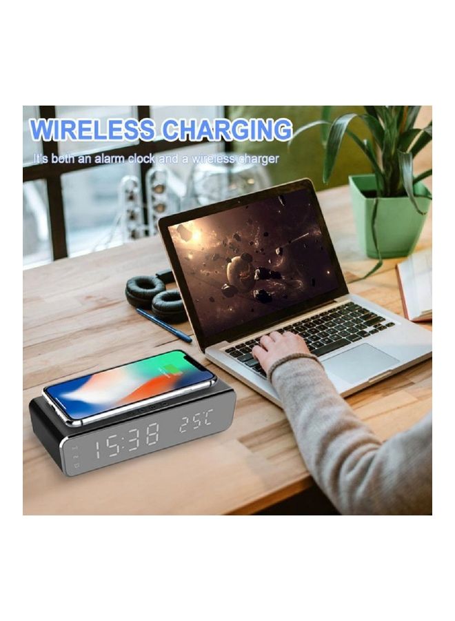 قاعدة للشحن لاسلكية مع ساعة منبه ذكية بإضاءة LED أسود - Image 5