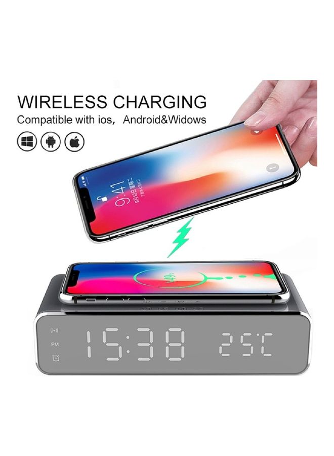 قاعدة للشحن لاسلكية مع ساعة منبه ذكية بإضاءة LED أسود - Image 3