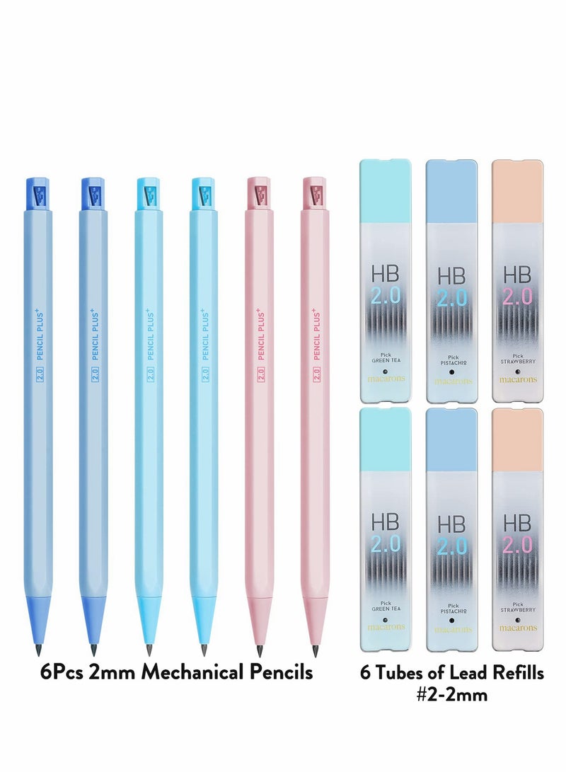 Generic Aesthetic 6PCS Mechanical Pencil Set with Sharpeners  HB Lead Tubes - Perfect for Kids' Writing, Drawing  Sketching (Random Colors)  - Image 4