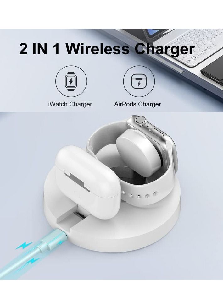 Excefore Wireless Charger, 2023 New for Apple Watch Charger 2 in 1 Wireless Charging Station Magntic Charging Stand - Durable TPU Design- Compatible for iWatch Series 8/7/6/5/4 - Image 3