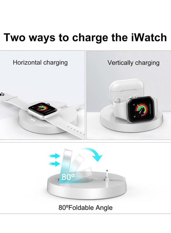 Excefore Wireless Charger, 2023 New for Apple Watch Charger 2 in 1 Wireless Charging Station Magntic Charging Stand - Durable TPU Design- Compatible for iWatch Series 8/7/6/5/4 - Image 2