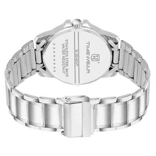 TIMEWEAR Analog Day Date Functioning White Dial Stainless Steel Chain Watch for Men - Image 5