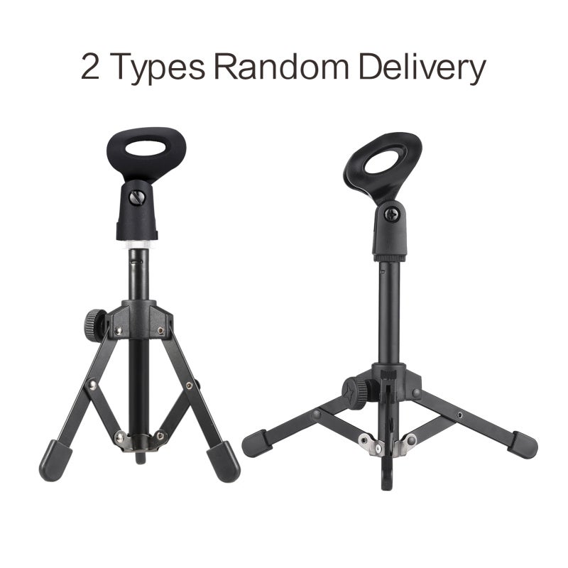 Mini Foldable Mic Stand Non-Slip Rubber Feet Stable Clutch Lock Desktop Microphone Holder - Adjustable Mic Clip 5/8" to 3/8" Screw for On-the-go Use - Image 4