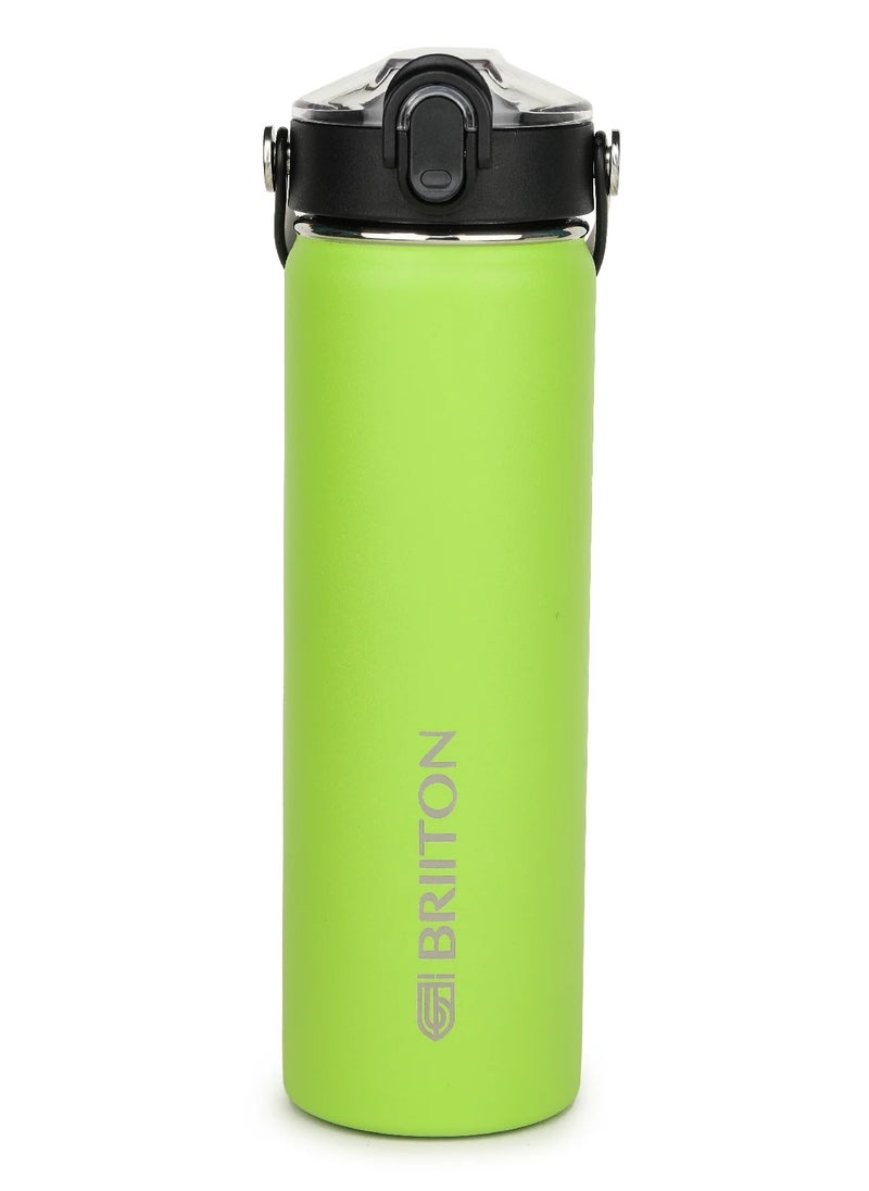 Briiton - Nero 750ml Light Green Stainless Steel Water Bottle |Copper Coated Vacuum Insulation|Food Grade Stainless Steel | Powder Coated | Secure Grip Leakproof Easy Pour Cap |Hot & Cold Thermos| Aqua Hydro - Image 1
