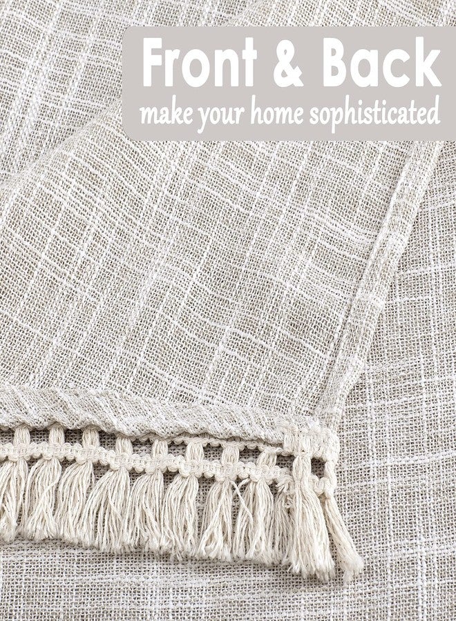BD BEDA HOME ستارة متدلية من الكتان المزخرف بشرابات من BD BEDA HOME، مثالية لمطابخ المنازل الريفية؛ ستارة قصيرة ريفية تسمح بمرور الضوء، مناسبة للنوافذ الصغيرة وغرف النوم، مع تصميم جيب للعمود لزيادة الخصوصية (لون طبيعي 36 × 63 - قطعتان) - Image 4