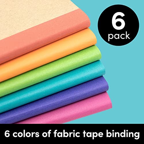 PAPERAGE 6-Pack Composition Notebook Journals, 120 Pages, Kraft Cover with Rainbow Spines, College Ruled Lined Paper, Small Size (8 in x 5.75 in) – for Home, Office or School Supplies - Image 2
