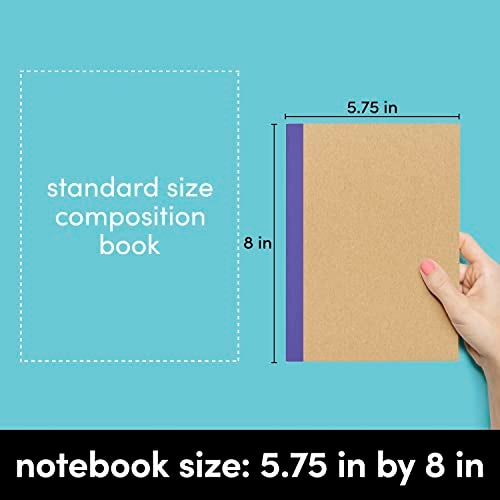 PAPERAGE 6-Pack Composition Notebook Journals, 120 Pages, Kraft Cover with Rainbow Spines, College Ruled Lined Paper, Small Size (8 in x 5.75 in) – for Home, Office or School Supplies - Image 5