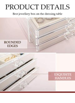 DUNISO Jewelry Box Organizer for Women,3 Layer Jewelry Display Storage Box Large Jewelry Box for Necklaces,Holder Organizer Box for Jewelry  - Image 2