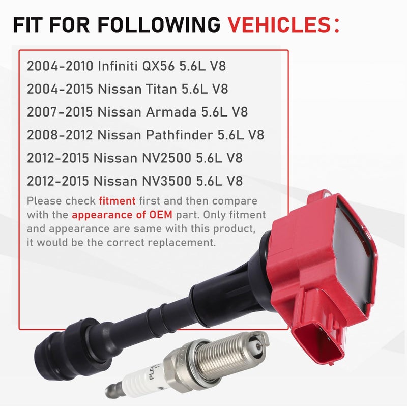 CarBole مجموعة شمعات الإشعال كاربول UF510 E1010 بديل لسيارات نيسان QX56، إنفينيتي تايتان أرمادا باثفايندر NV2500 NV3500 - Image 2