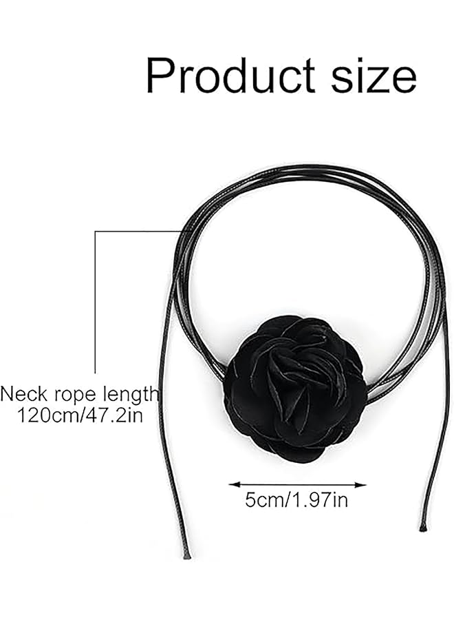 الأزرق جي دبليو قلادات زهور عتيقة بوهو زهرية قابلة للتعديل من القماش الأسود قلادة وردة قوطية من الدانتيل الوردي سلسلة رقبة طويلة ملفوفة وربطة عنق زهرية للنساء والفتيات والعروس وحفلات الزفاف وأعياد الميلاد - Image 5