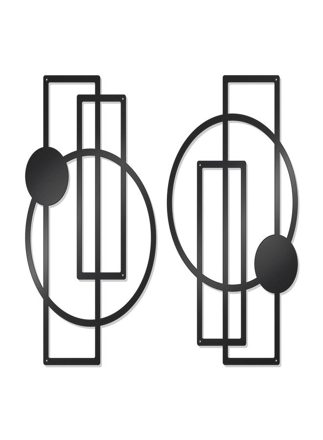 OYEFLY 2 Pcs Metal Abstract Wall Art,Modern Geometric Decor (Black, style 1) - Image 1