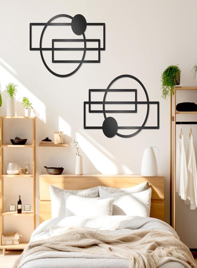 OYEFLY 2 Pcs Metal Abstract Wall Art,Modern Geometric Decor (Black, style 1) - Image 5