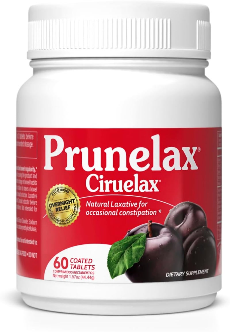Prunelax Prunelax Ciruelax Regular Strength Laxative Tablets - Overnight Relief for Occasional Constipation, Senna Extract, Vegan & Gluten-Free, Fast-Acting Gentle Relief - 60ct 