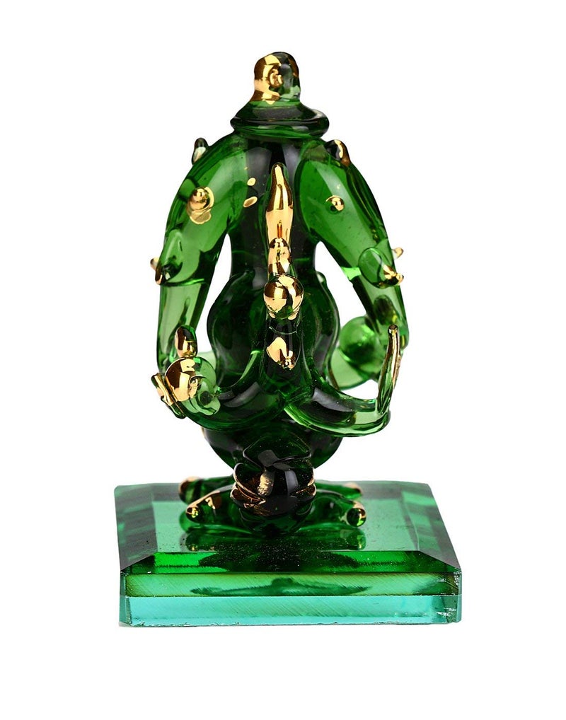 Somil God Ganesh Glass Blessing Both Side View Statue (Murti) Idol Shopiece Handmade of Crystal Glass for Worship, Decoration, Car Dashboard, Gift Pack of 1 - Image 5