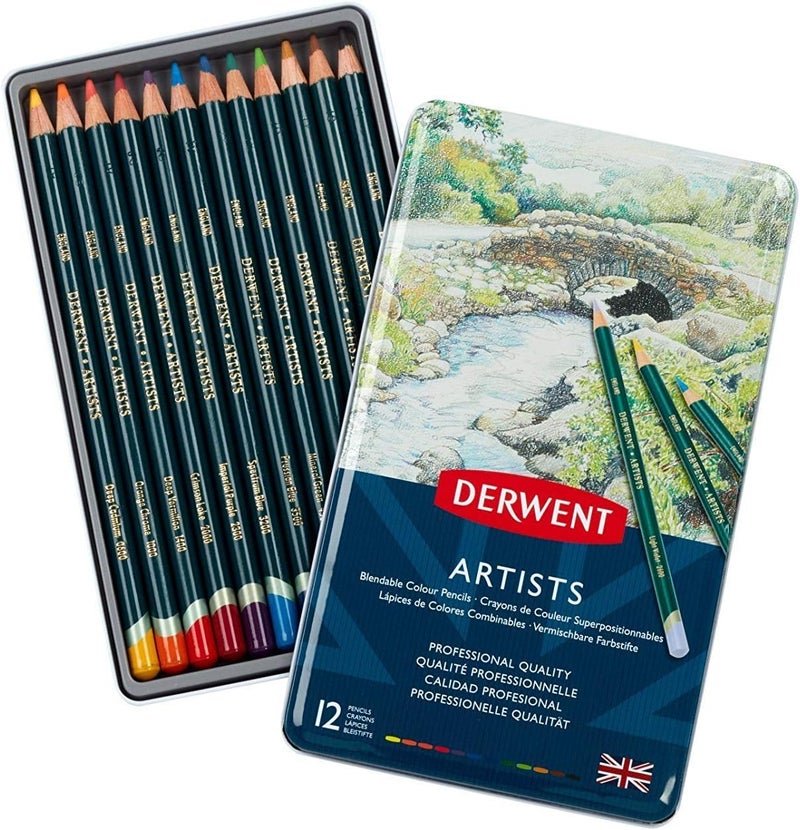 Derwent Artists' Colored Pencil Tin Set - 12 Professional Quality Blendable Color Pencils - Image 2