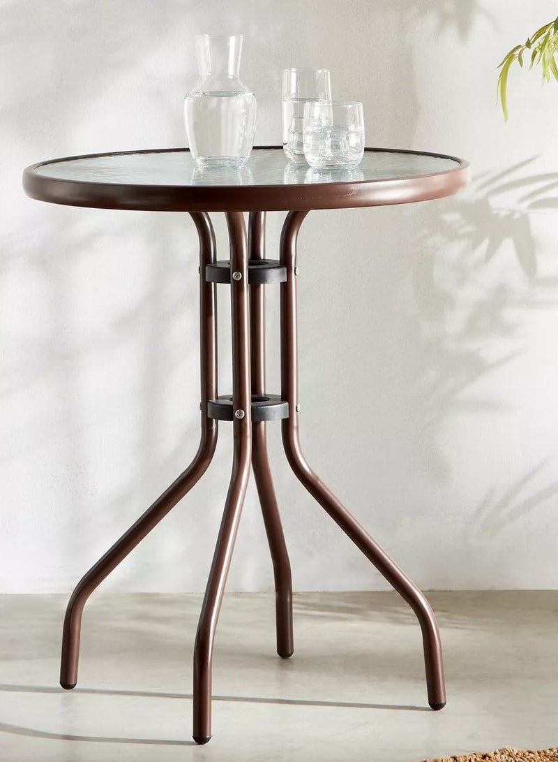 DubaiGallery Round Bistro Table Outdoor Patio Dining Table Glass Top Balcony Table with Tempered Glass  - Image 4