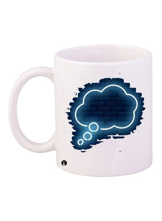RYN Brick Printed Coffee Mug White/Blue 11ounce