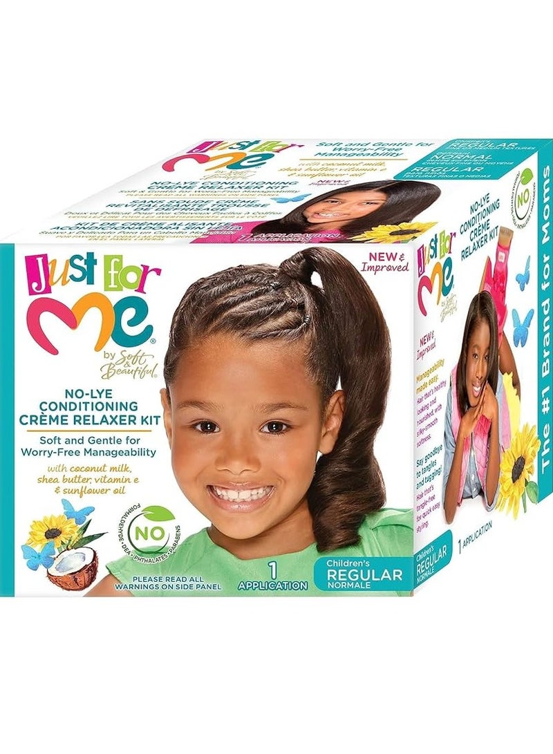 Just For Me No-Lye Regular Conditioning Creme Relaxer Kit-1Application