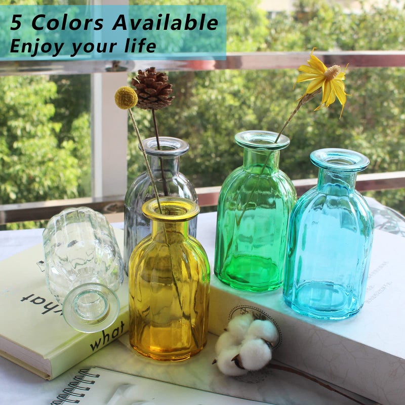 HANIHUA Bud Vases Set of 6 Small Glass Vase for Flowers  Clear Vase Set for Wedding Decor  Home Decorative Vases for Table Shelf  Mini Bud Vases in Bulk 2.85""X 5.4"" - Image 3