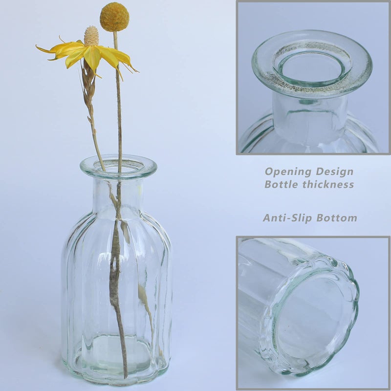 HANIHUA Bud Vases Set of 6 Small Glass Vase for Flowers  Clear Vase Set for Wedding Decor  Home Decorative Vases for Table Shelf  Mini Bud Vases in Bulk 2.85""X 5.4"" - Image 5