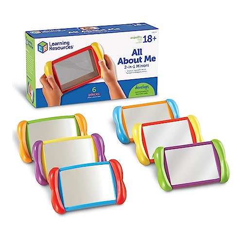 Learning Resources All About Me 2 in 1 Mirrors - 6 Pieces, Ages 18+ Months, Toddler Social Emotional Learning Toys, Mirror for Kids - Image 1