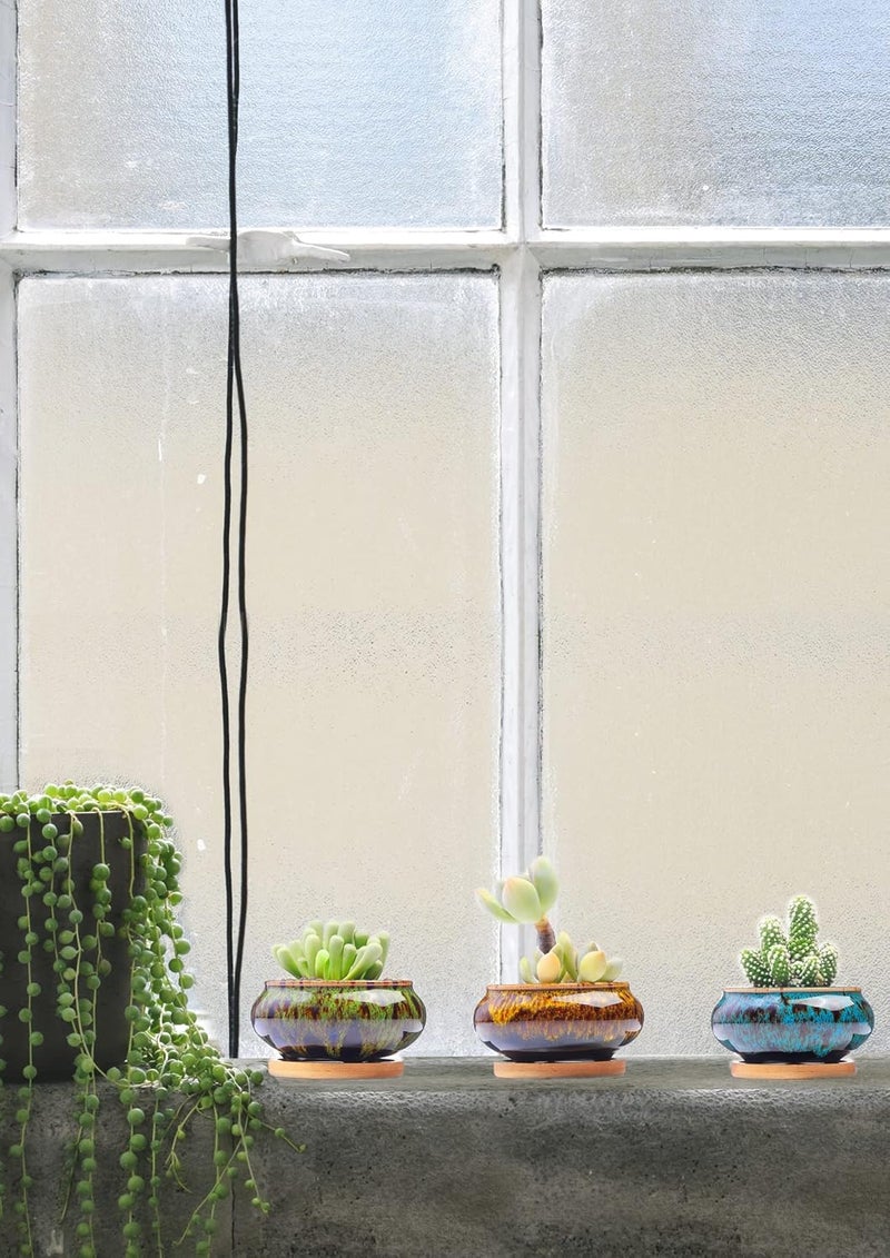 LamDawn Cute Ceramic Succulent Garden Pots, Planter with Drainage and Attached Saucer, Set of 5 -Plants Not Included (Burner) - Image 3