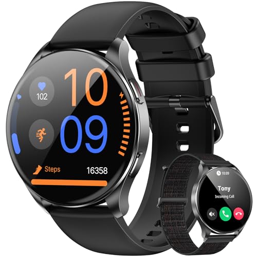 Blackview Smart Watch for Women Men MakeAnswer Calls143AMOLED Touchscreen Fitness Tracker with 100 Sports Modes Heart RateSpO2Sleep Monitor2 Straps Smartwatch for iPhone Android - Image 1
