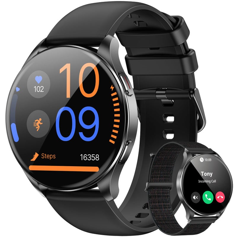 Blackview Smart Watch for Women Men MakeAnswer Calls143AMOLED Touchscreen Fitness Tracker with 100 Sports Modes Heart RateSpO2Sleep Monitor2 Straps Smartwatch for iPhone Android - Image 2
