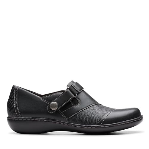 clarks حذاء كلاركس النسائي أشلاند جيم، جلد أسود، 6.5 عريض - Image 2
