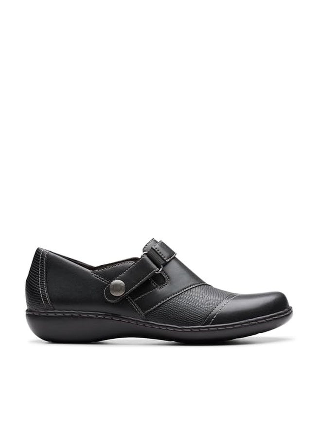 clarks حذاء كلاركس النسائي أشلاند جيم، جلد أسود، 6.5 عريض - Image 1