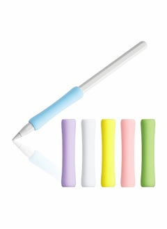 6 Pieces Pencil Grips, Silicone Holder Sleeve, Pencil Case Compatible with Apple Pencil 1st and 2nd Generation, 6 Colors(white+pink+yellow+green+purple+blue)