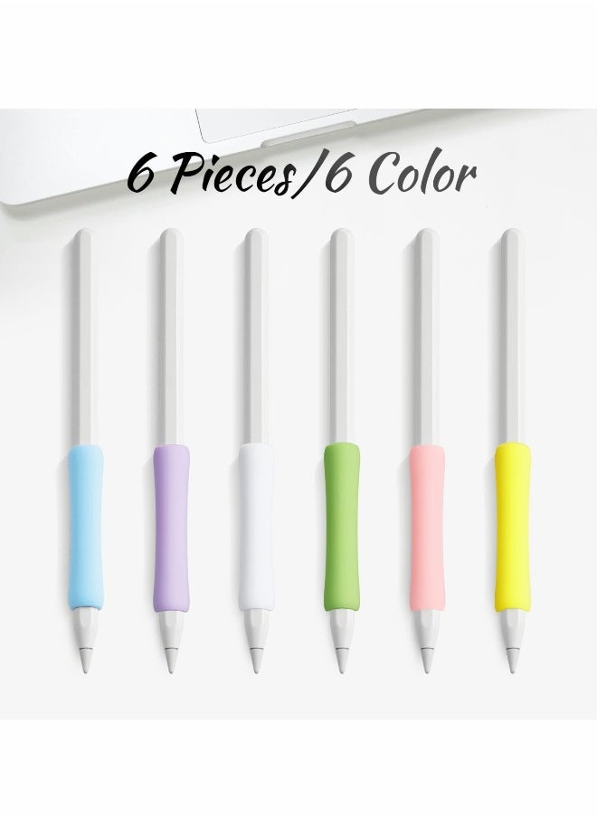Generic - 6 Pieces Pencil Grips, Silicone Holder Sleeve, Pencil Case Compatible with Apple Pencil 1st and 2nd Generation, 6 Colors(white+pink+yellow+green+purple+blue) - Image 1
