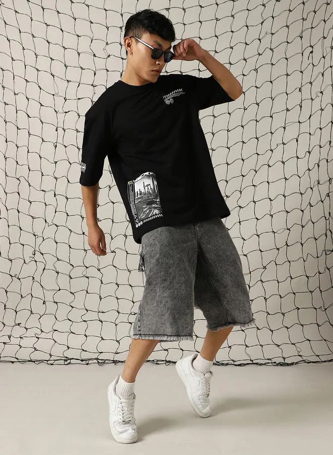 Hubberholme Round Neck Graphic Print Oversized T-Shirt by Styli