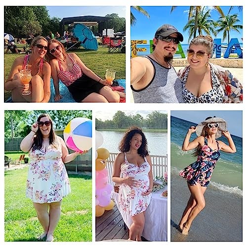 COCOPEAR Women's Elegant Crossover One Piece Swimdress Floral Skirted Swimsuit Floral 38 L/8-10 - Image 2