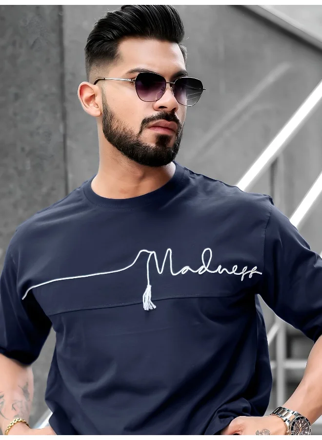 Maniac Maniac Mens Textured Polo Neck 3/4th Sleeve Half Zipper Dark Green Cotton T-Shirt