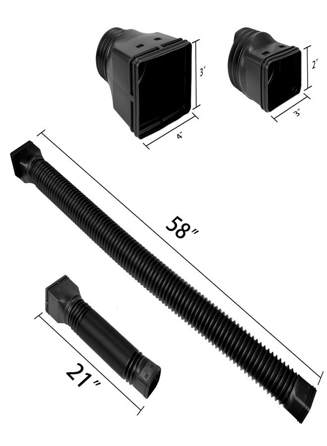 PXCAYFF 3 Pack Rain Gutter Downspout Extensions Flexible,Downspout Diverter Extendable From 21" To 58". Downspout Extender Is Suitable For Most Drain Pipe (Black) - Image 2
