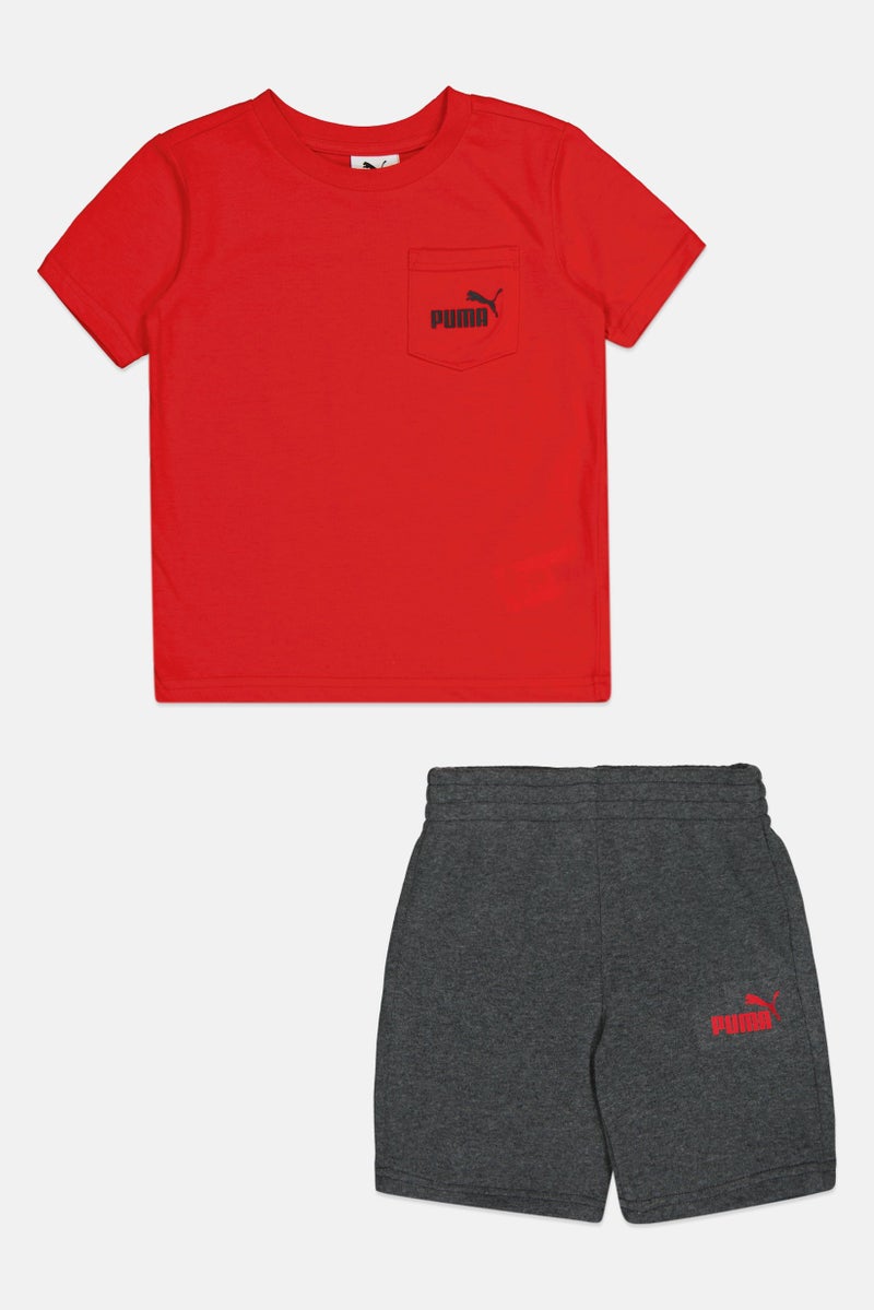 PUMA Kids Boy 2 Piece Sportswear Fit Short Sleeve Outdoor T-Shirt And Shorts Set, Multicolor - Image 1