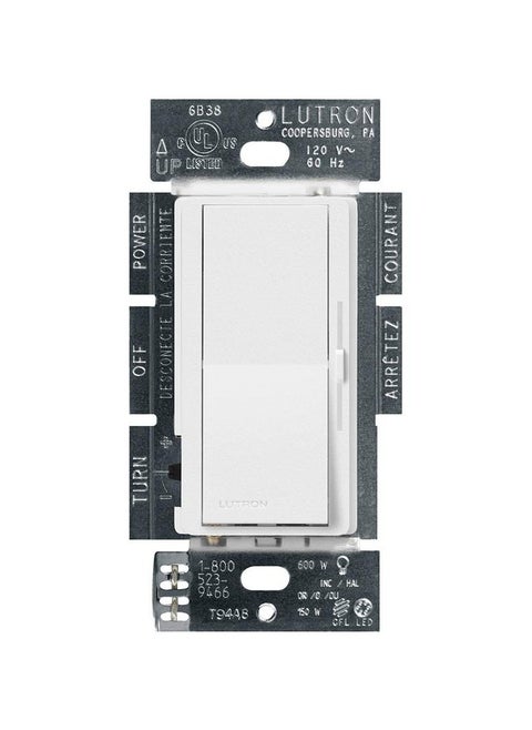 Lutron Diva LED+ Dimmer Switch for Dimmable LED, Halogen and Incandescent Bulbs, 150W/Single-Pole or 3-Way, DVSCCL-153P-SW, Snow