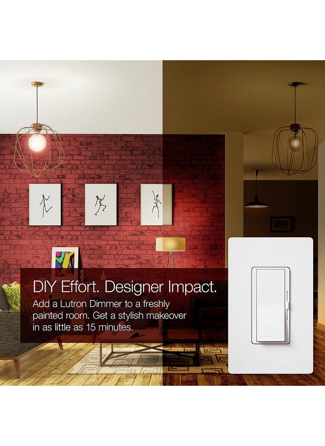 LUTRON Lutron Diva LED+ Dimmer Switch for Dimmable LED, Halogen and Incandescent Bulbs, 150W/Single-Pole or 3-Way, DVSCCL-153P-SW, Snow  - Image 5