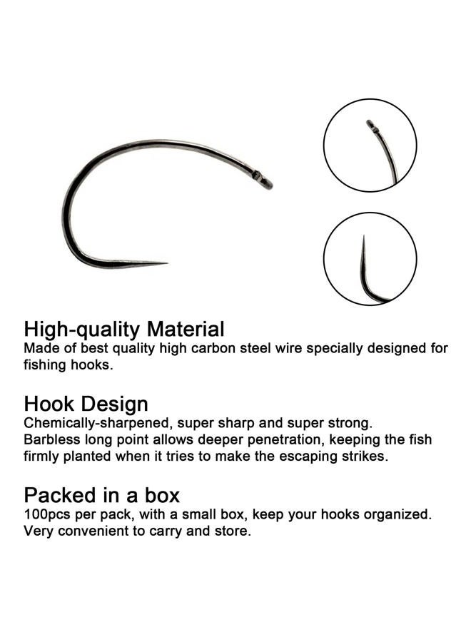 EUPHENG Fly Fishing Hooks 100pc Pack Barbless Catch & Release Dry Wet Nymph Shrimp&Pupa, Streamer, Caddis, Jig, Scud Flies Fishing Hooks (#8, EP Fly-C&R-NYM-0031) - Image 4