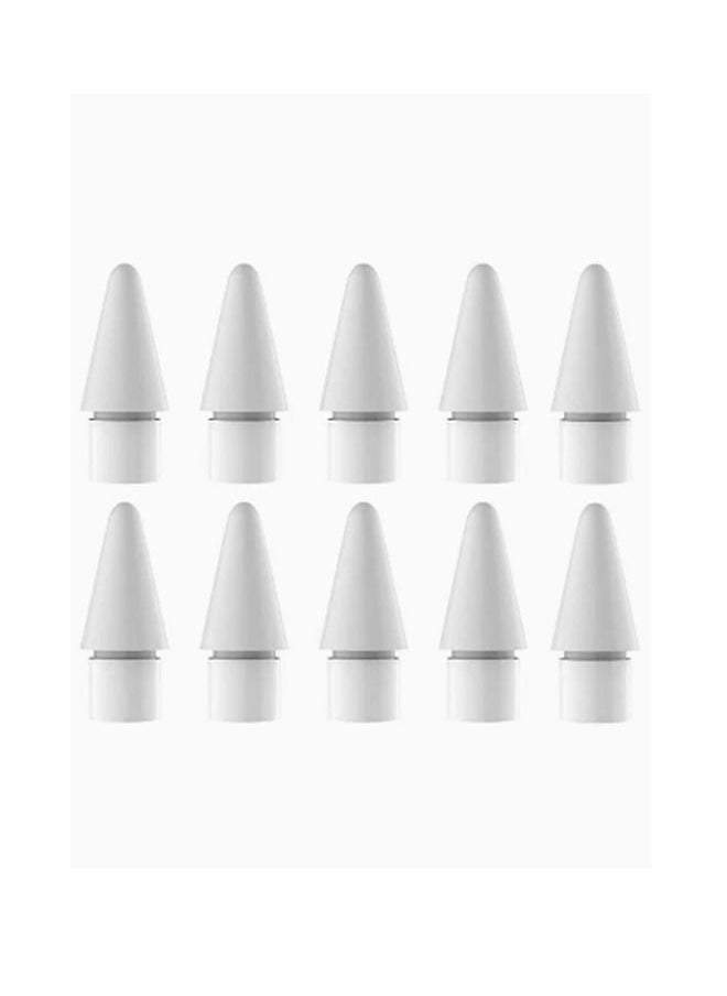 Lommyka - 10-Piece Pencil Tips For iPad Apple Pencil Stylus Fine Nib Compatible with Apple Pen 1st and 2nd Generation Tip White - Image 1